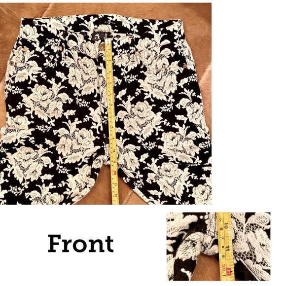 7 FOR ALL MANKIND Lace Floral BLACK & WHITE SKINNY PANTS / JEANS | Sz 29 - Picture 9 of 10